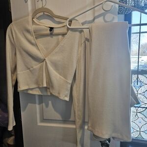 Wild Fable Ribbes White 2 Piece Sweater Set